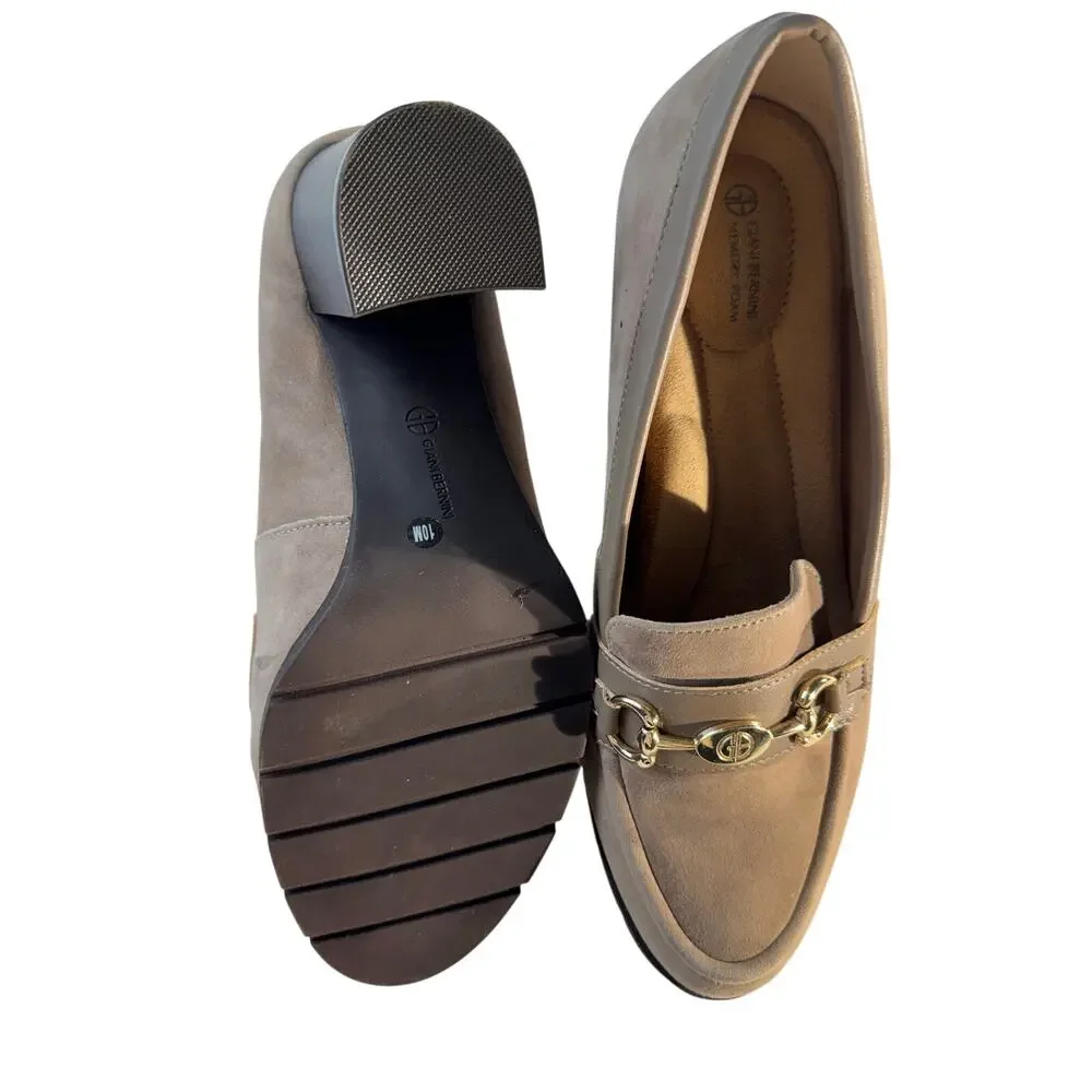 GB Gianni B Women’s‎ 10 suede Optical Bit khaki tan Comfort Loafer